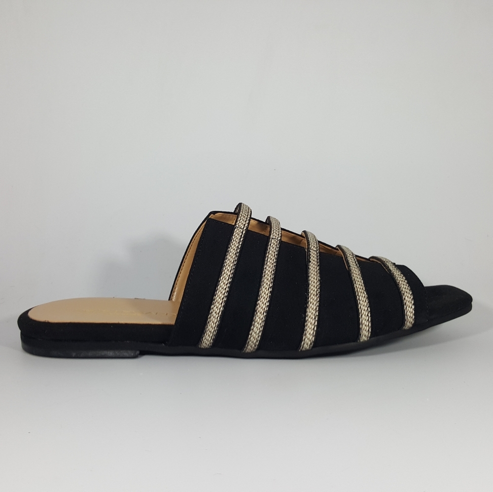 NR Rapisardi Faux Suede Open Toe Sandal with Bands